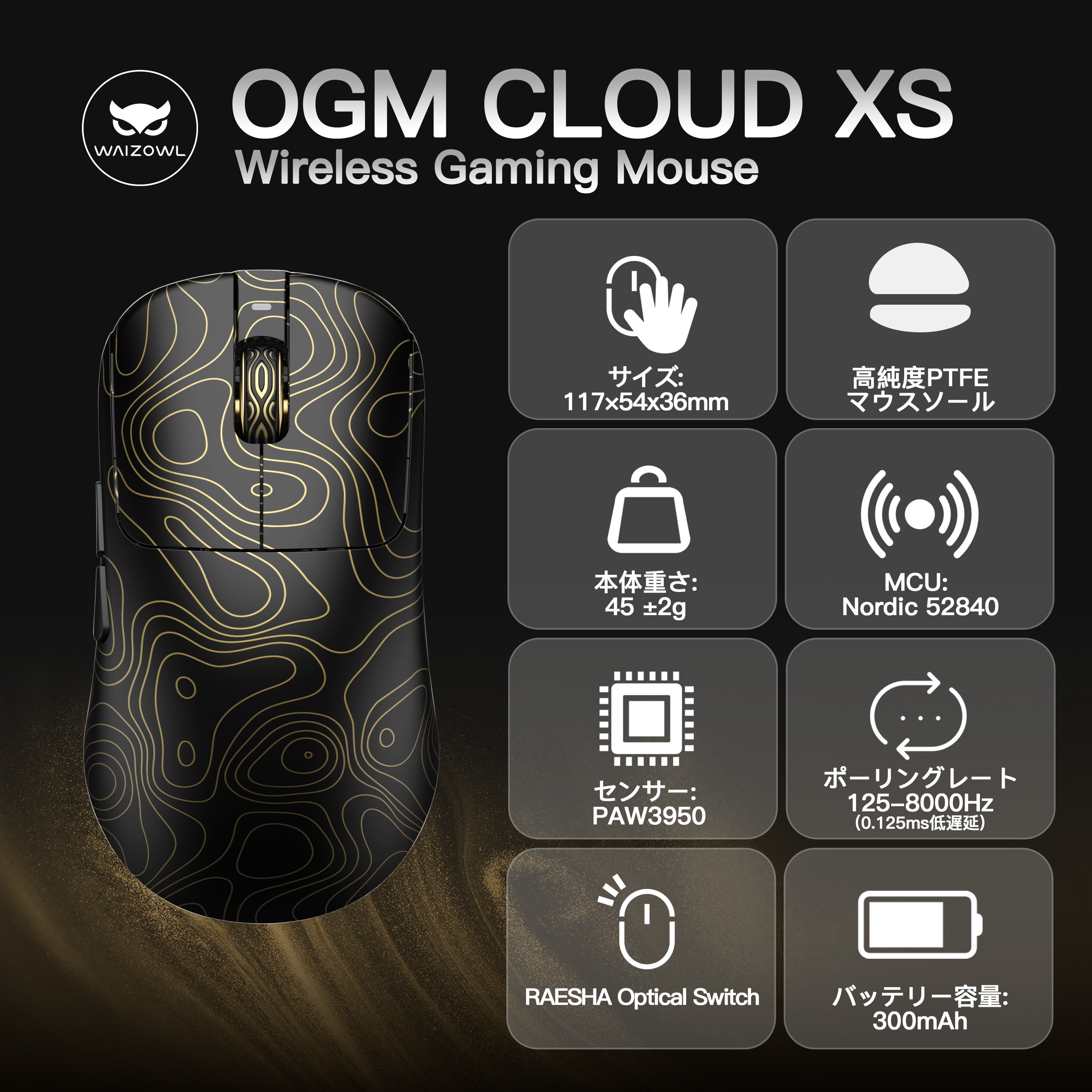 Waizowl OGM CLOUD XS【ゲーミングマウス】